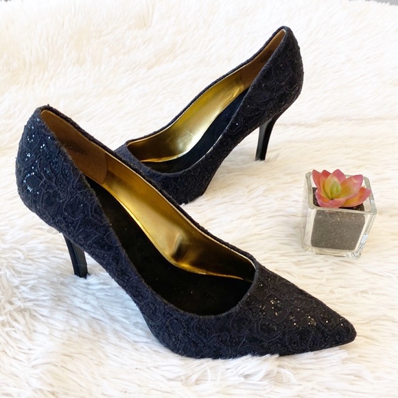 NINE WEST x Zappos Flax Black Sparkle Pointed Toe heel stiletto dress women’s 7 - Picture 7 of 9